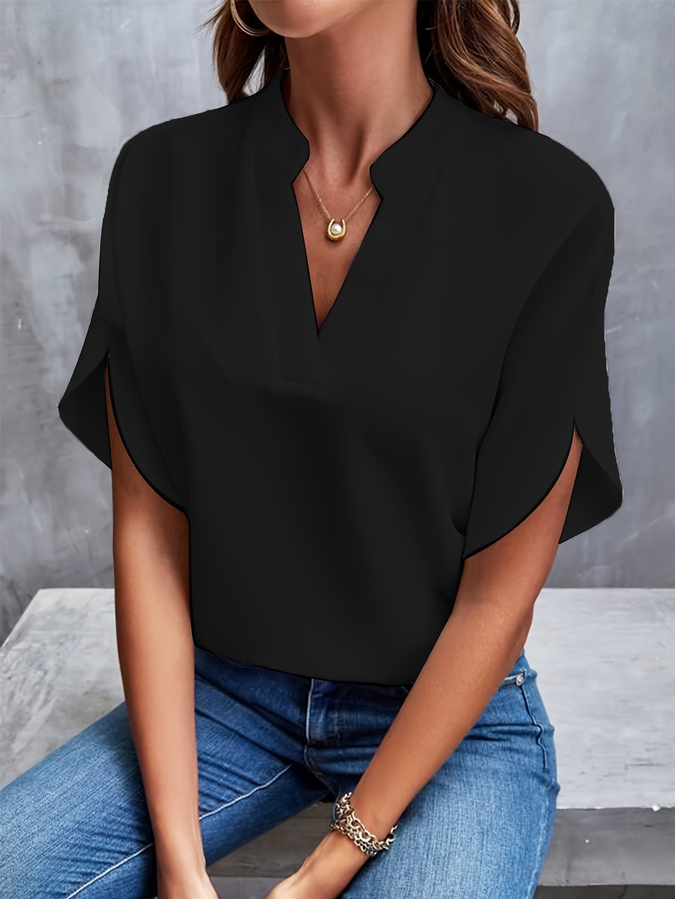 By Belle- V neck Blouse